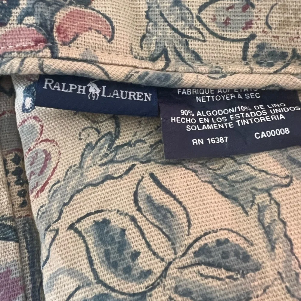 Vintage Ralph Lauren Provence Queen Full Comforter Beige Floral Cotton Linen EUC